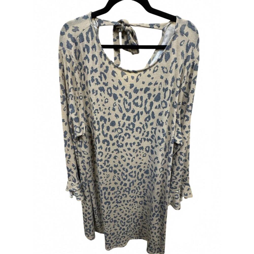 NEW MIIN women's scoopneck tie back dress in cheetah